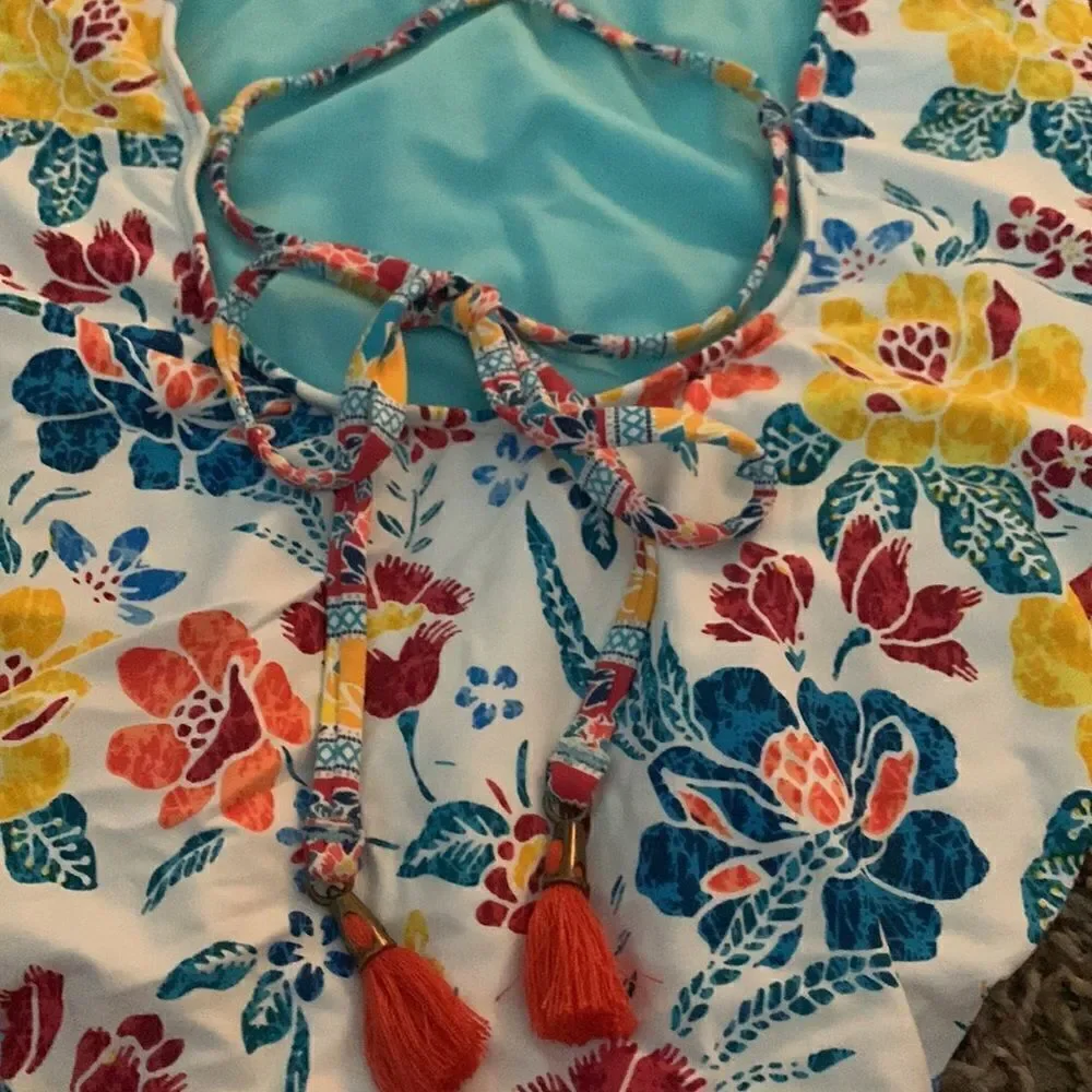 Lucky brand patterned one-piece floral swimsuit, size S.